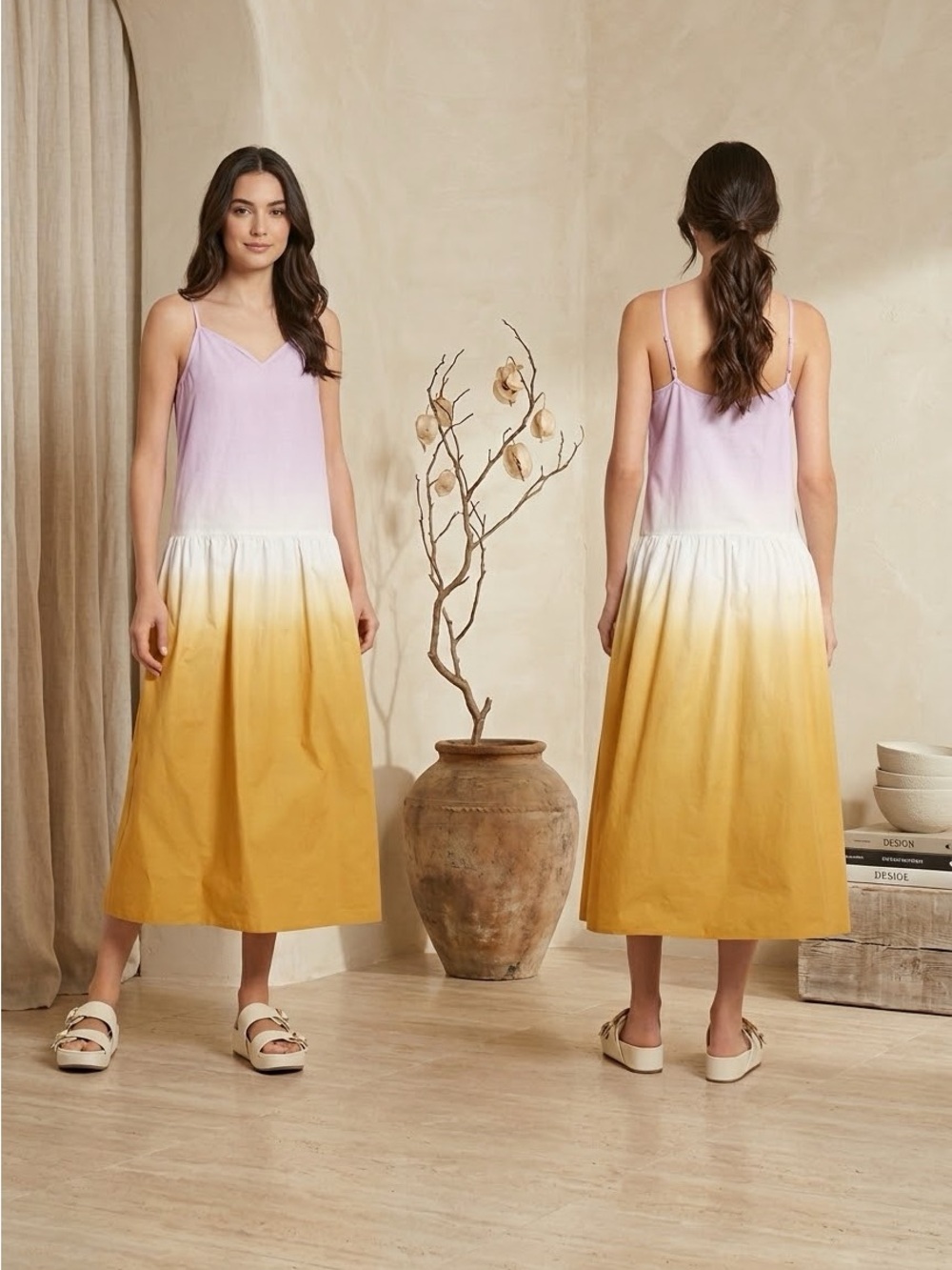 All Saints “Caro” Dip Dye Midi Dress NWT